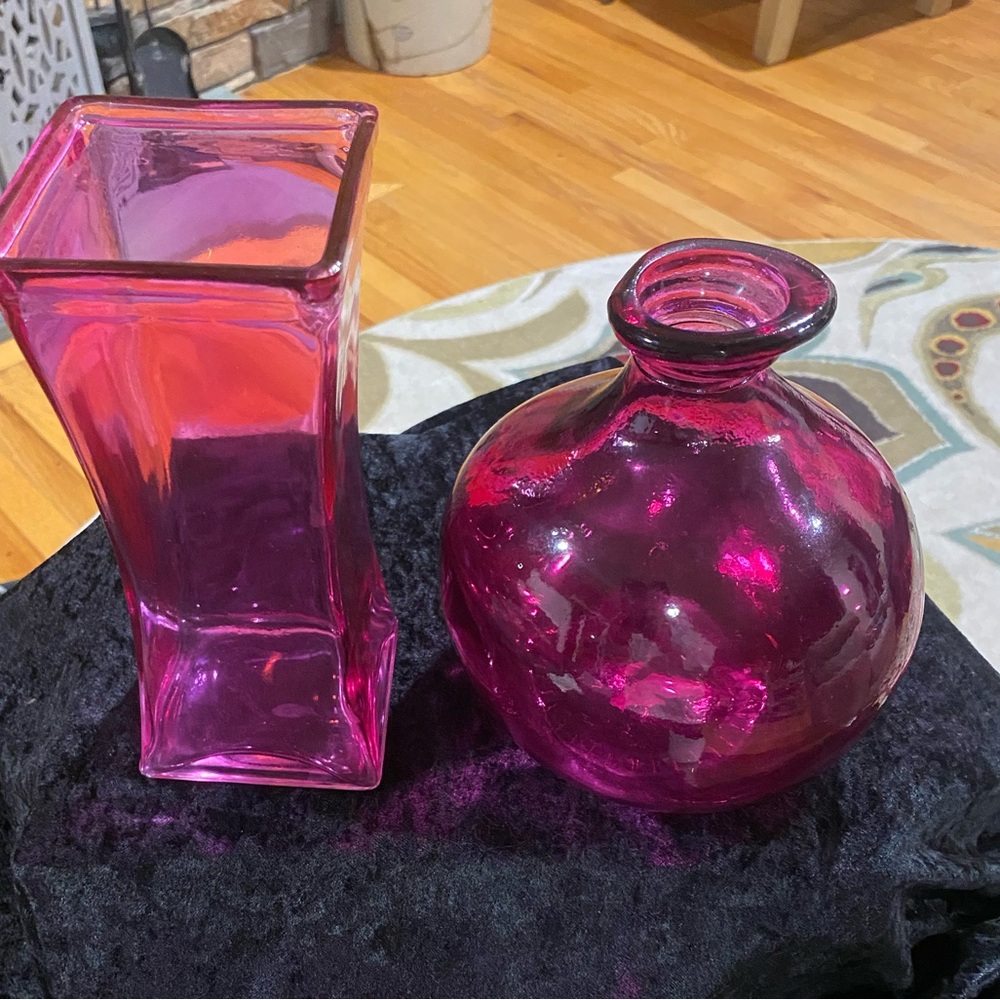 Elegant Purple Glass Vase Set